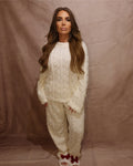 Sorelle Noir London – Arctic Ivory Plush Cable-Knit Lounge Set