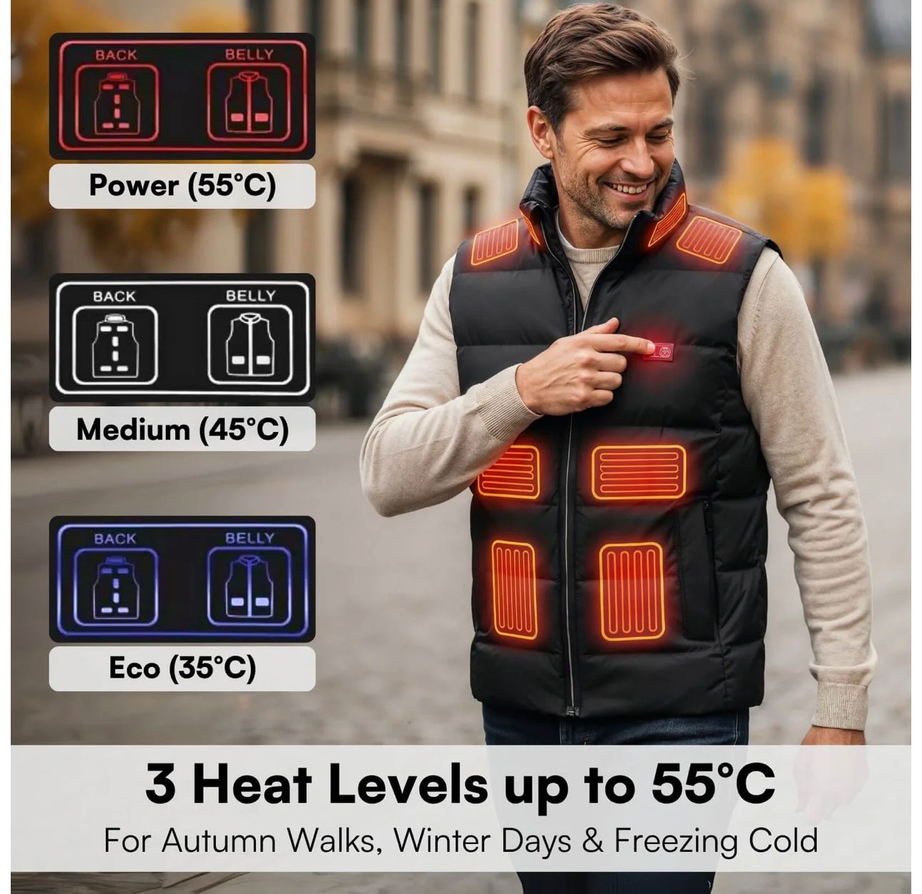 Unisex SmartHeat™️ USB-Powered Body Warmer – 12-Zone Warmth Technology